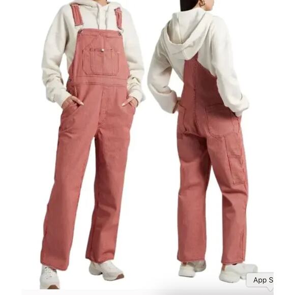 RAG & BONE / JEAN Red Striped Cotton-blend Twill Overalls - Picture 9 of 9
